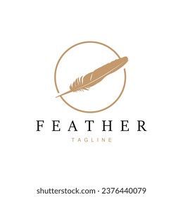 Feather Silhouette Logo, Author Design Luxury Simple Elegant Vector Illustration Template