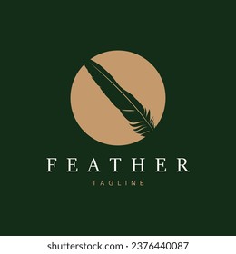 Feather Silhouette Logo, Author Design Luxury Simple Elegant Vector Illustration Template