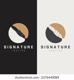 Feather Silhouette Logo, Author Design Luxury Simple Elegant Vector Illustration Template