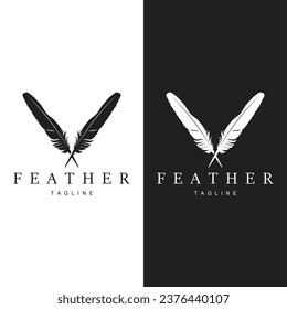 Feather Silhouette Logo, Author Design Luxury einfache elegante Vektorgrafik Vorlage