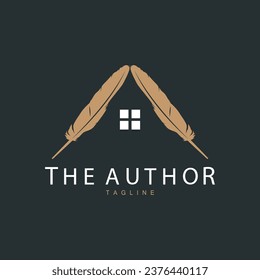 Logotipo Feather Silhouette, Autor Diseño Plantilla de Ilustración de Vectores Sencillos Elegantes de Lujo