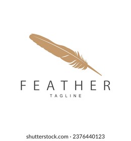 Feather Silhouette Logo, Author Design Luxury Simple Elegant Vector Illustration Template