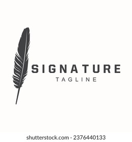 Logotipo Feather Silhouette, Autor Diseño Plantilla de Ilustración de Vectores Sencillos Elegantes de Lujo