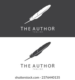Feather Silhouette Logo, Author Design Luxury Simple Elegant Vector Illustration Template