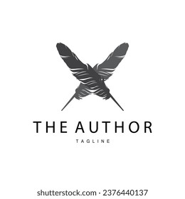 Logotipo Feather Silhouette, Autor Diseño Plantilla de Ilustración de Vectores Sencillos Elegantes de Lujo