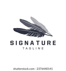 Feather Silhouette Logo, Author Design Luxury Simple Elegant Vector Illustration Template