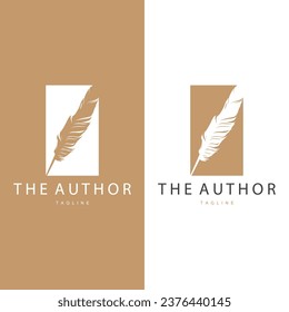 Logotipo Feather Silhouette, Autor Diseño Plantilla de Ilustración de Vectores Sencillos Elegantes de Lujo