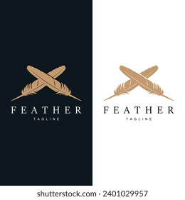 Logotipo Feather Silhouette, Autor Diseño Plantilla de Ilustración de Vectores Sencillos Elegantes de Lujo