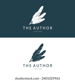 Feather Silhouette Logo, Author Design Luxury Simple Elegant Vector Illustration Template