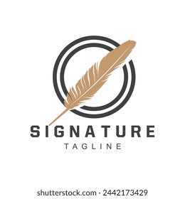Feather Silhouette Logo, Author Design Luxury Simple Elegant Vector Illustration Template