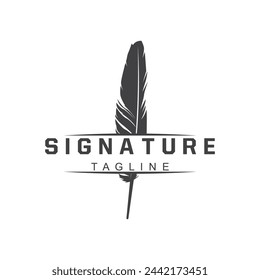 Logo de la silueta de la pluma, diseño de autor plantilla de ilustración vectorial simple elegante de lujo