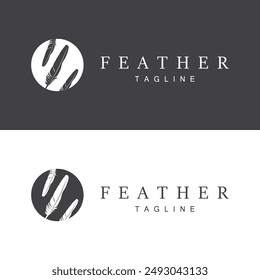 Feather Silhouette Logo, Author Design Luxury Simple Elegant Vector Illustration Template