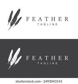 Feather Silhouette Logo, Author Design Luxury Simple Elegant Vector Illustration Template