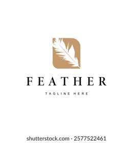 Feather Silhouette Logo, Author Design Luxury Simple Elegant Vector Illustration Template
