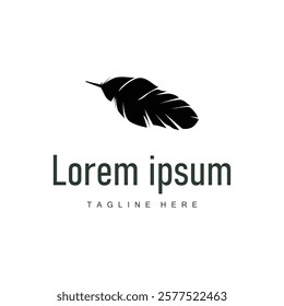 Feather Silhouette Logo, Author Design Luxury Simple Elegant Vector Illustration Template
