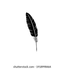 Feather Silhouette for Logo, Pictogram, Apps, Website or Graphic Design Element. Vector Illustration