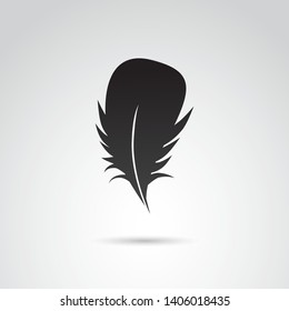 Feather silhouette on white background. Vector art.