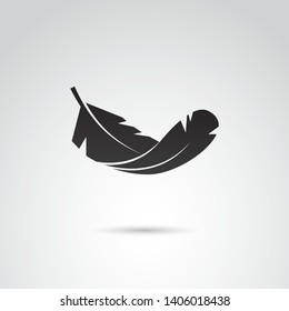 Feather silhouette on white background. Vector art.
