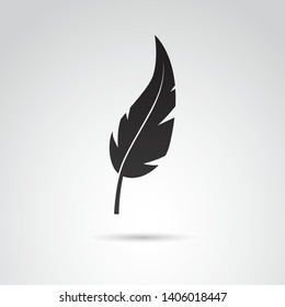 Feather silhouette on white background. Vector art.