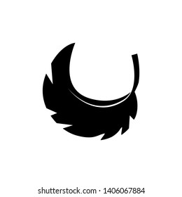 Feather silhouette on white background. Vector art.