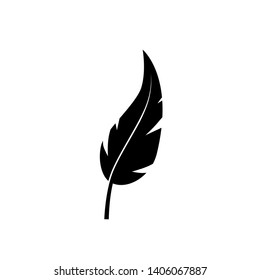 Feather silhouette on white background. Vector art.