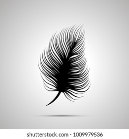 Feather silhouette, simple black icon with shadow