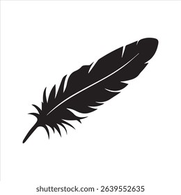 Feather Silhouette Vector Icon – Minimalist Quill Shape	