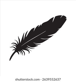 Feather Silhouette Vector Icon – Minimalist Quill Shape	