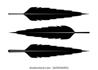 Ensemble d'Images vectorielles Silhouette plume. Plume noire pour pinceaux numériques. Plume propre pour la création graphique, les projets d'illustration et les illustrations.