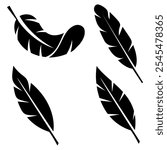 Feather silhouette vector set icon image,simple and minimalist icon design,isolated on white background,can be for sign or logo