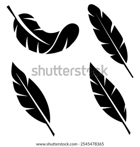 Feather silhouette vector set icon image,simple and minimalist icon design,isolated on white background,can be for sign or logo