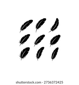 Feather silhouettes, collection, scattered, isolated, pattern