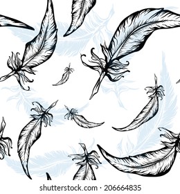 feather silhouettes seamless texture