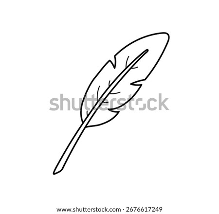 Feather. Simple icon. Outline contour vector isolated illustration.