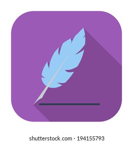 Feather. Single flat color icon. Vector illustration.