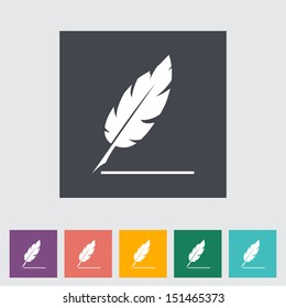 Feather. Single flat icon. Vector illustration.