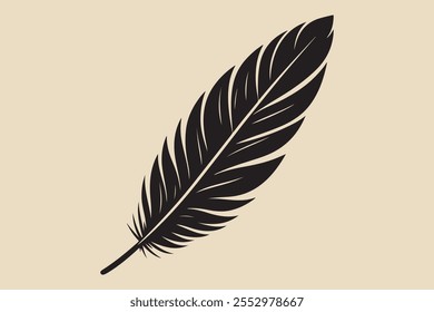 A feather with smooth and sharp edges  fully black in color.