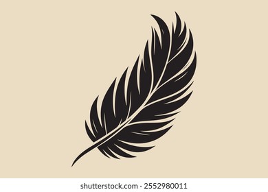 A feather with smooth and sharp edges  fully black in color.