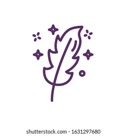 feather with stars splash magic sorcery vector illustration design