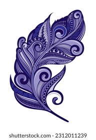 Feather  stencil. Template for plotter laser cutting of paper, cnc.