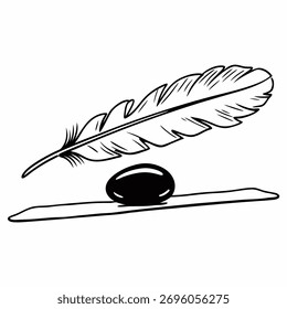 Pluma y piedra equilibran una pluma y una piedra, archivo Eps. 