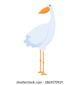 Icono de cigüeña. Caricatura del icono del vector de plumas para el diseño web aislado en fondo blanco