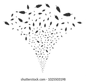 Feather stream fountain. Vector illustration style is flat iconic symbols. Object fountain created from random design elements as feather fireworks.