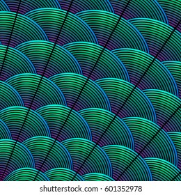 Feather styled background with curved lines styled as exotic bird plumage