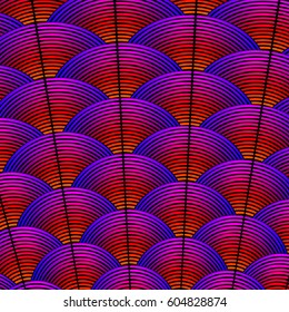 Feather styled background with curved lines styled as exotic bird plumage