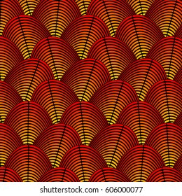 Feather styled background with curved lines styled as exotic bird plumage