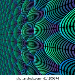 Feather styled background with curved lines styled as exotic bird plumage