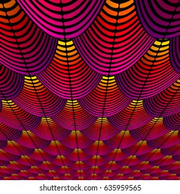 Feather styled background with curved lines styled as exotic bird plumage