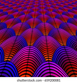 Feather styled background with curved lines styled as exotic bird plumage