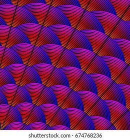 Feather styled background with curved lines styled as exotic bird plumage
